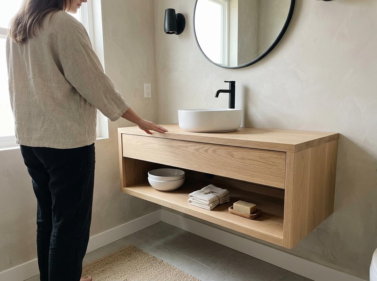 Simple Living Inspired By A Japandi Bathroom Vanity Design