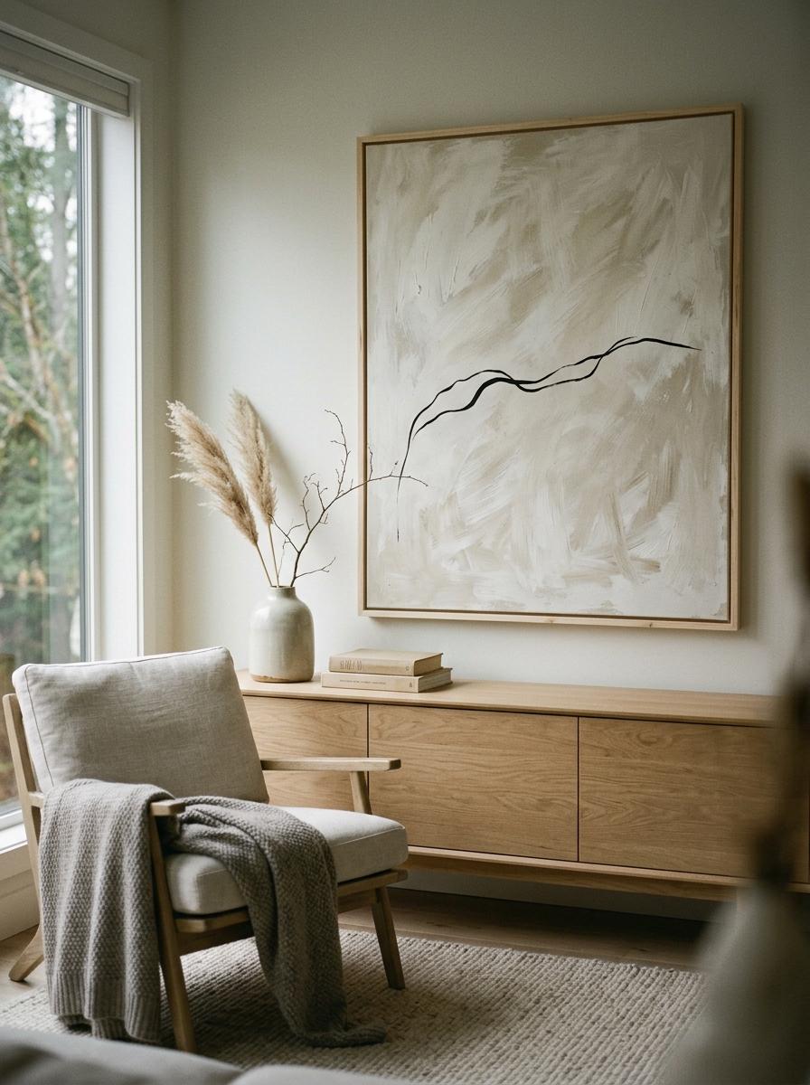 Simple Refinement Through Artistic Japandi Living Room Wall Art