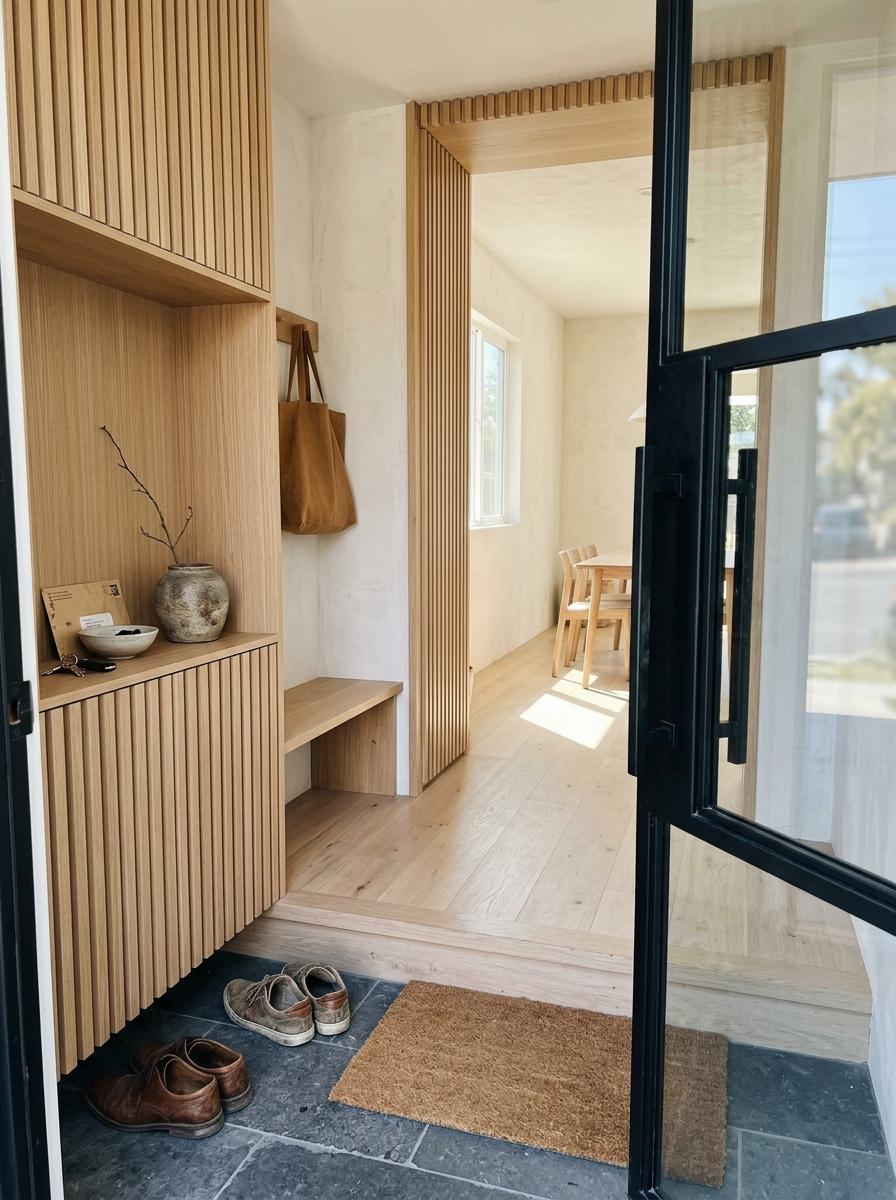 Simple Transitions Within A Modern Japandi Entryway Layout