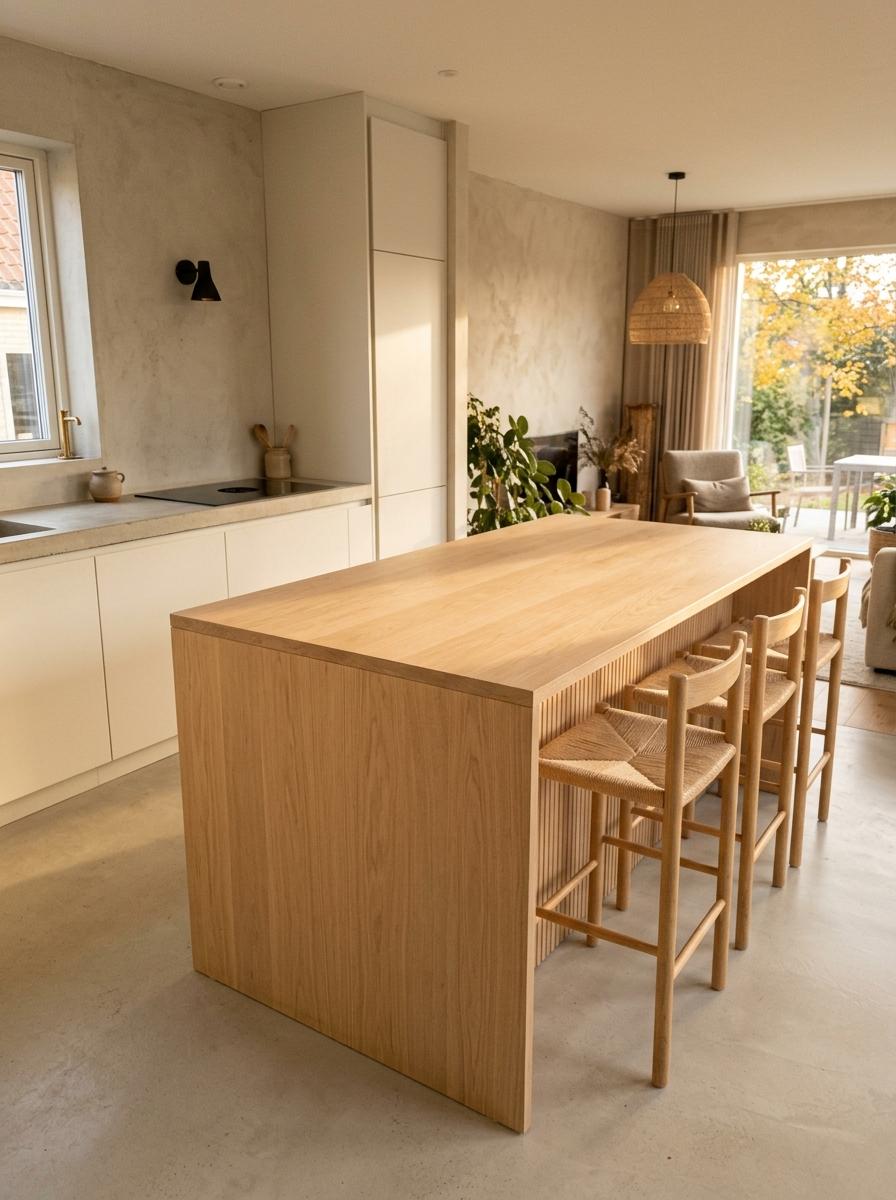 Sleek Design Meets Natural Warmth In A Japandi Kitchen Island