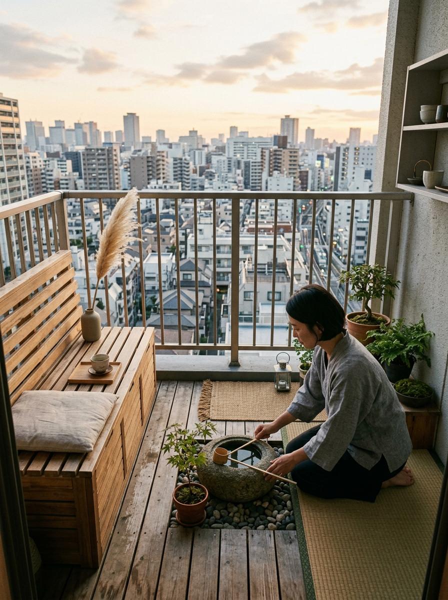 Small Space Living With Functional Japandi Terrace Decor