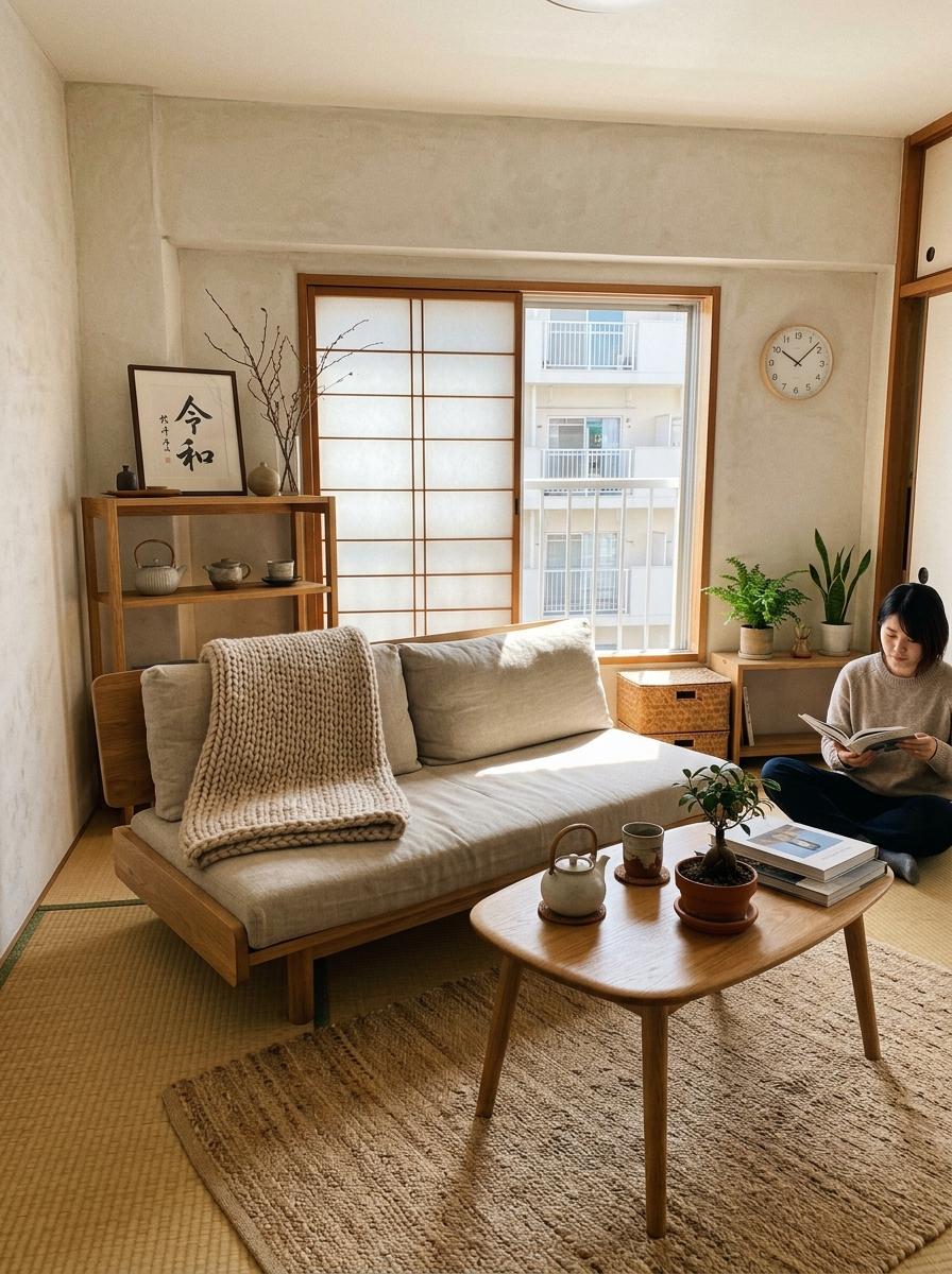 Small Space Success A Refined Zen Japandi Living Room