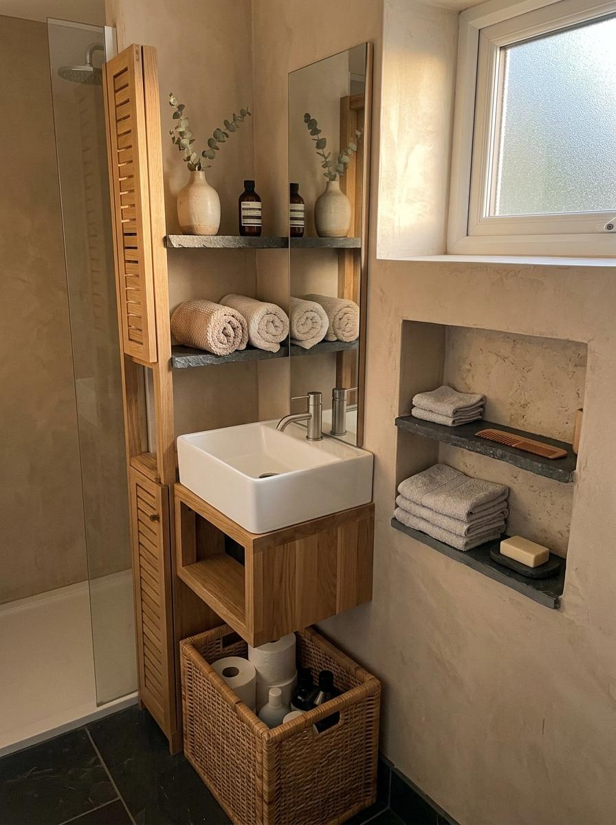 Smart Storage Solutions For A Small Japandi Bathroom