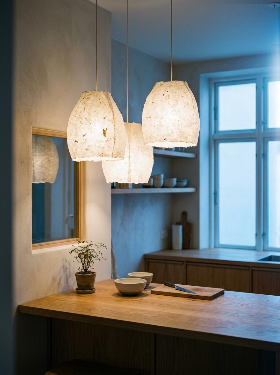 Soft Illumination: Why Paper Is Essential In Japandi Kitchen Lighting