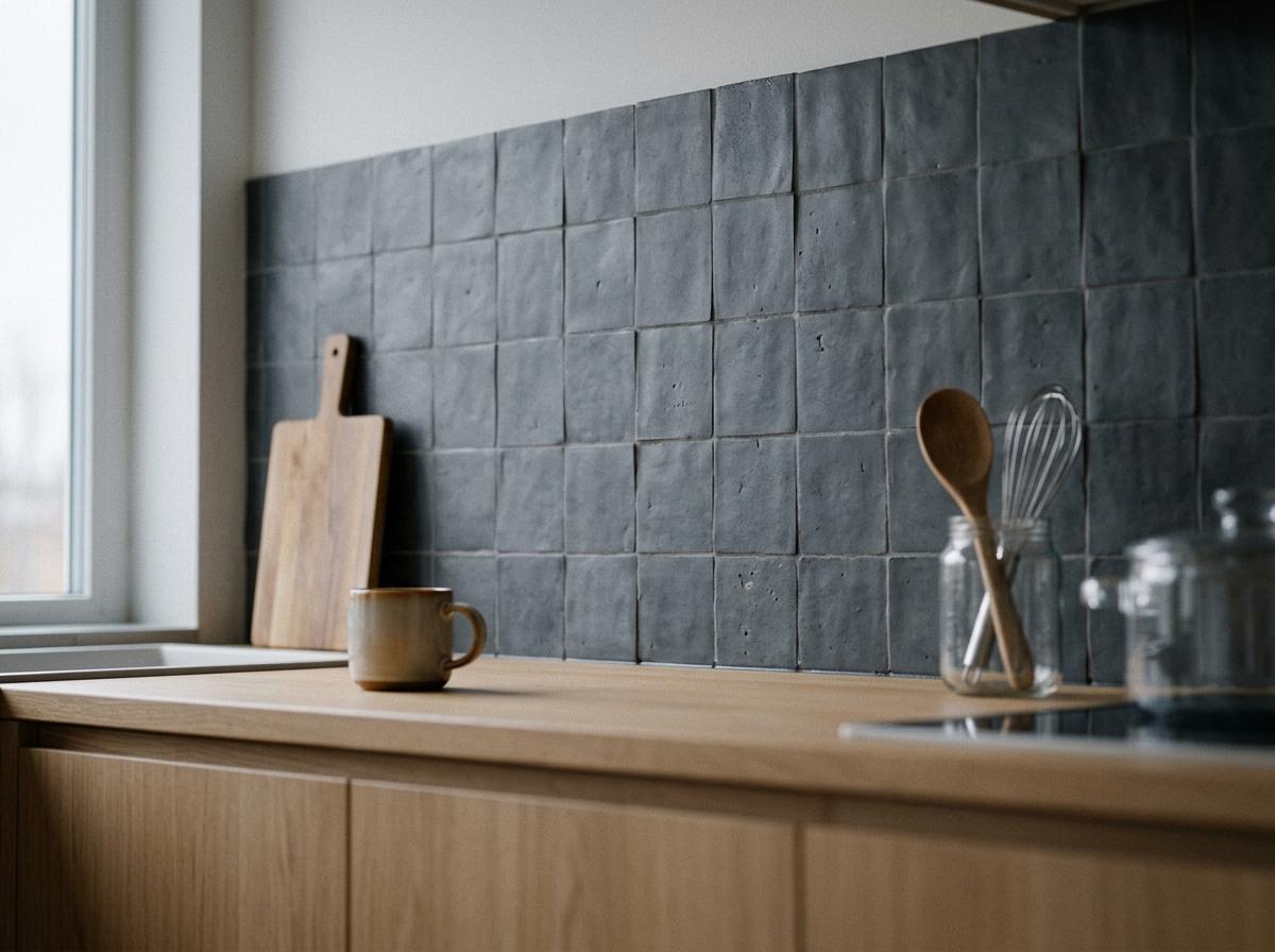 Soft Matte Finishes Defining A Sophisticated Japandi Kitchen Backsplash