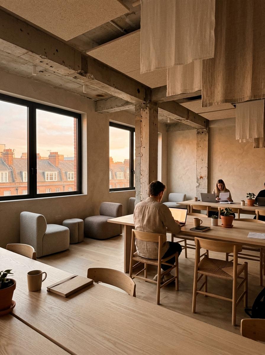 Soft Neutral Hues In A Modern Japandi Office