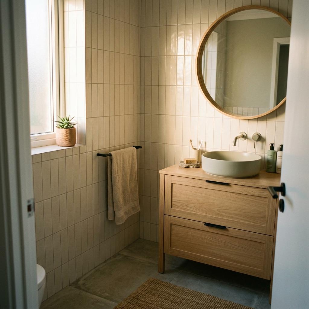 Soft Palettes: A Family Home Elevated By Japandi Bathroom Tiles