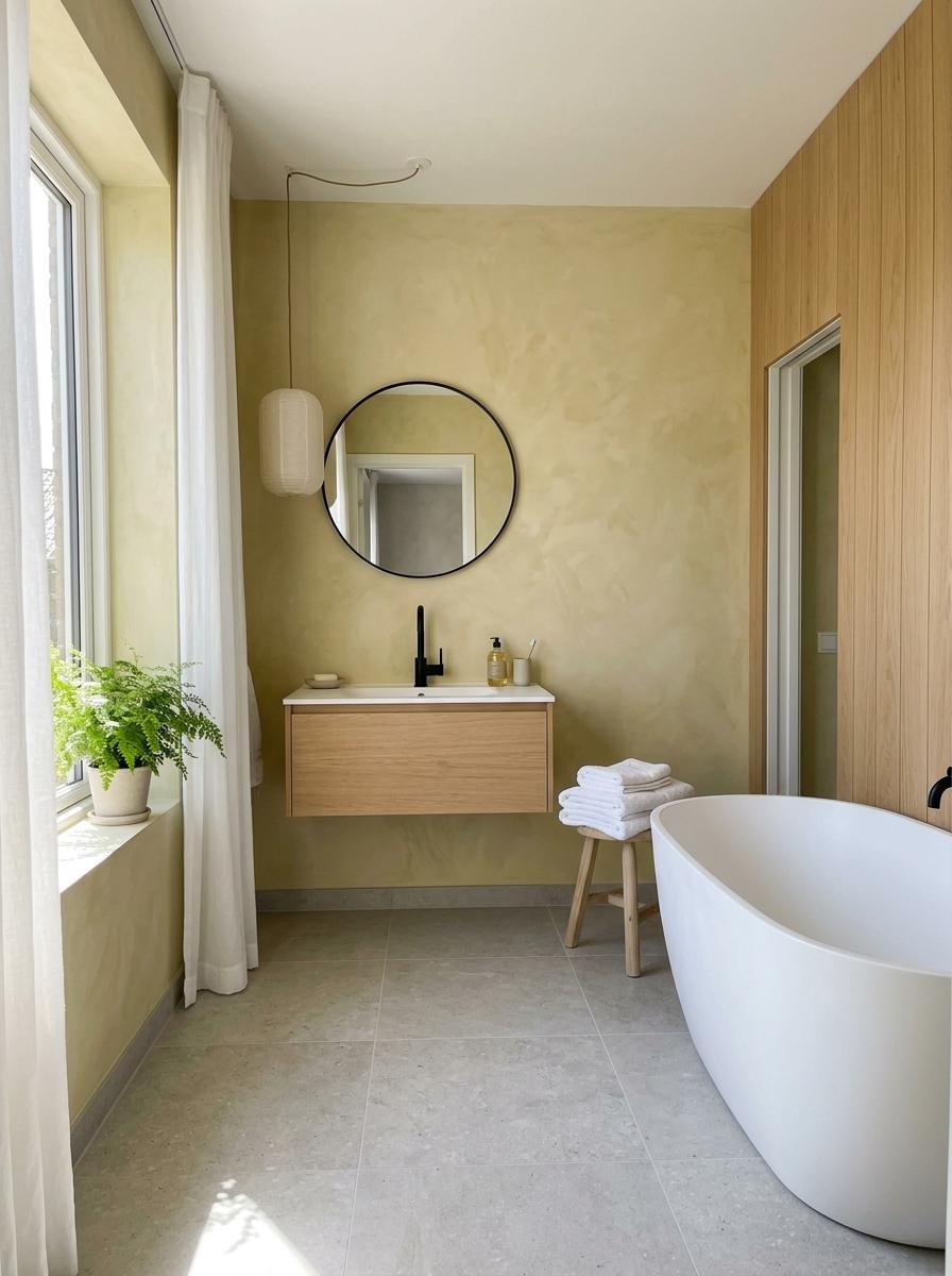 Soft Tones And Clean Lines In A Japandi Bathroom