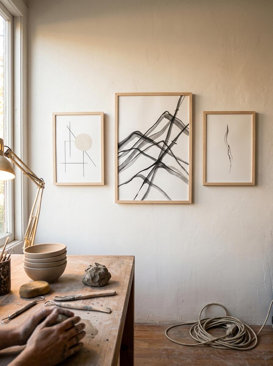 Sophisticated Lines In Contemporary Japandi Wall Art Decor