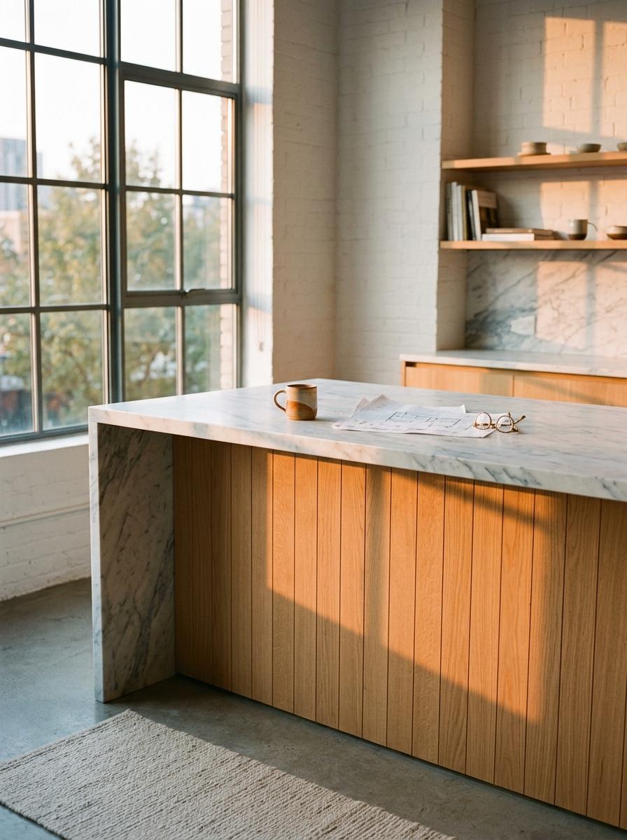 Sophisticated Marble And Light Oak Japandi Texture Combinations