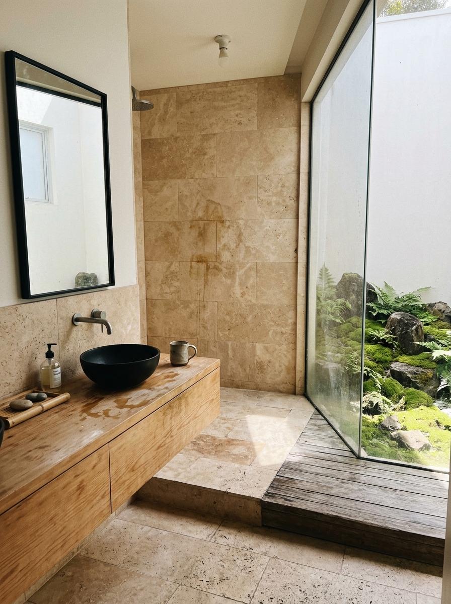 Sophisticated Minimalism In A Simple Japandi Bathroom