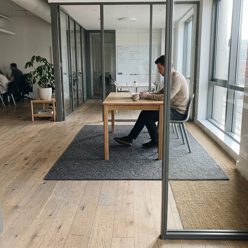 Sophisticated Office Spaces Defined By Japandi Style Floor Coverings