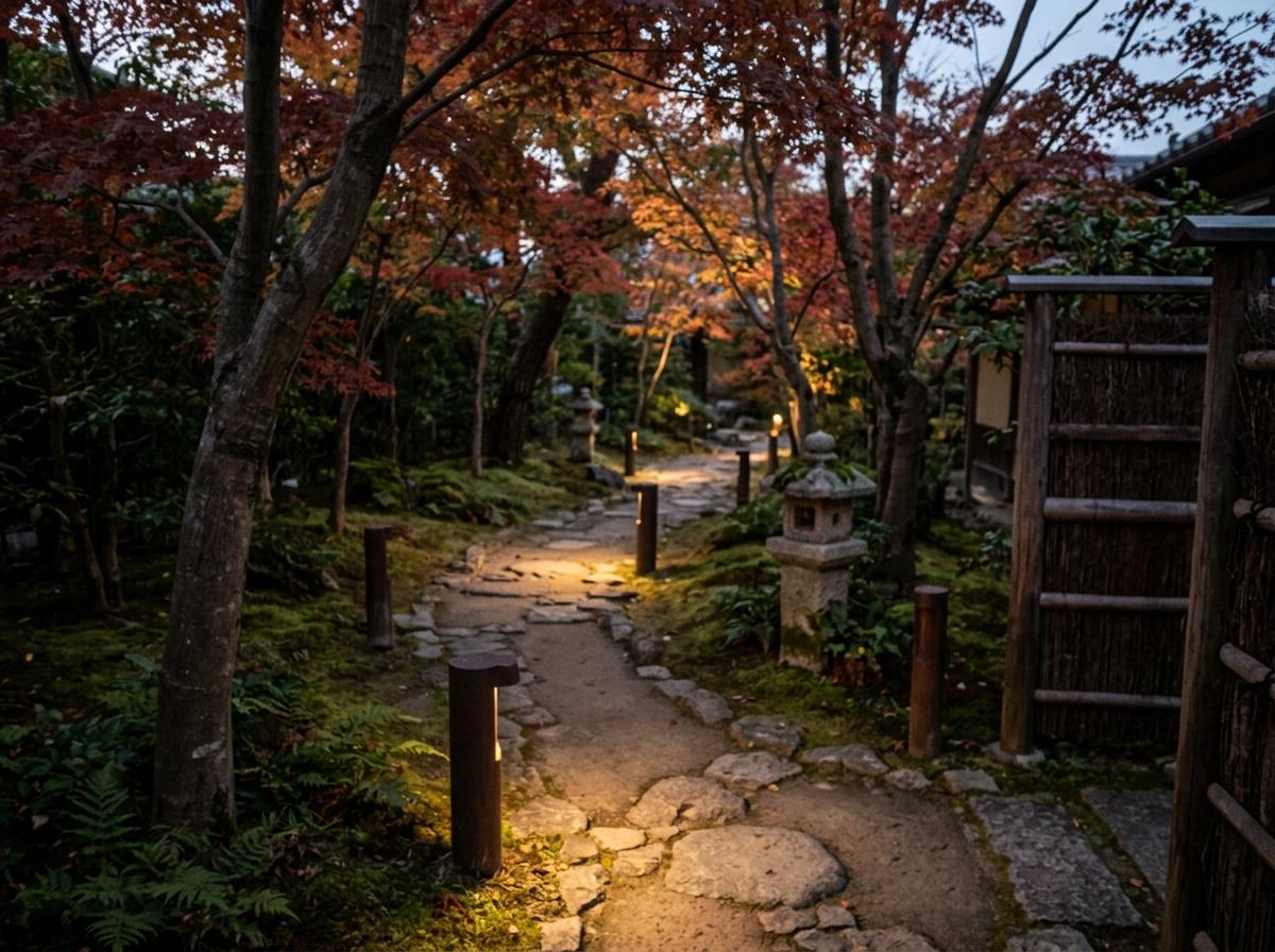 Sophisticated Path Illumination With Japandi Garden Lighting Styles