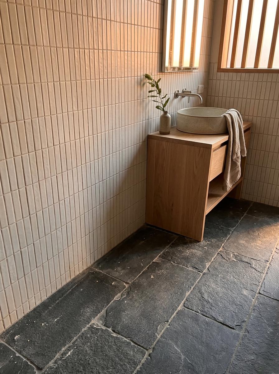 Sophisticated Tile Patterns For Japandi Bathroom Interior Design