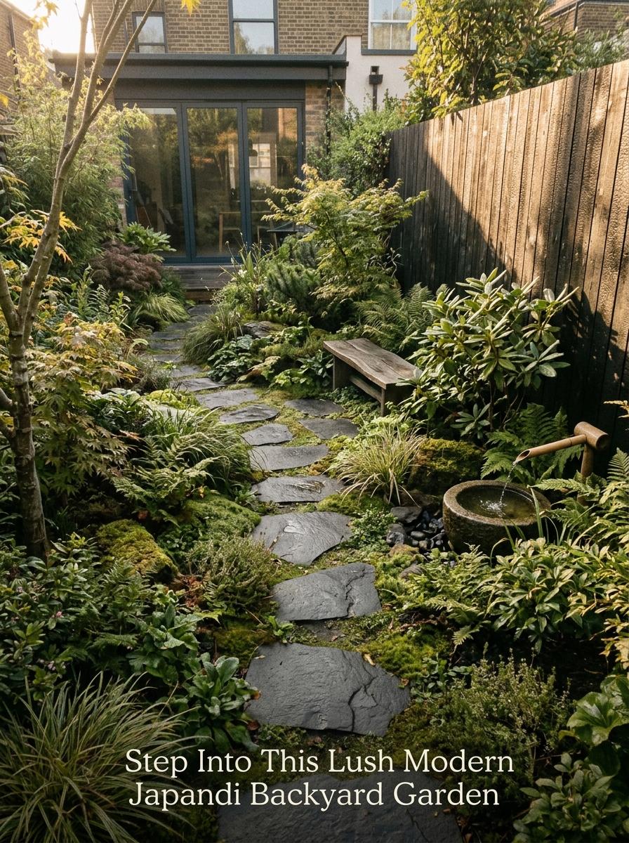 Step Into This Lush Modern Japandi Backyard Garden