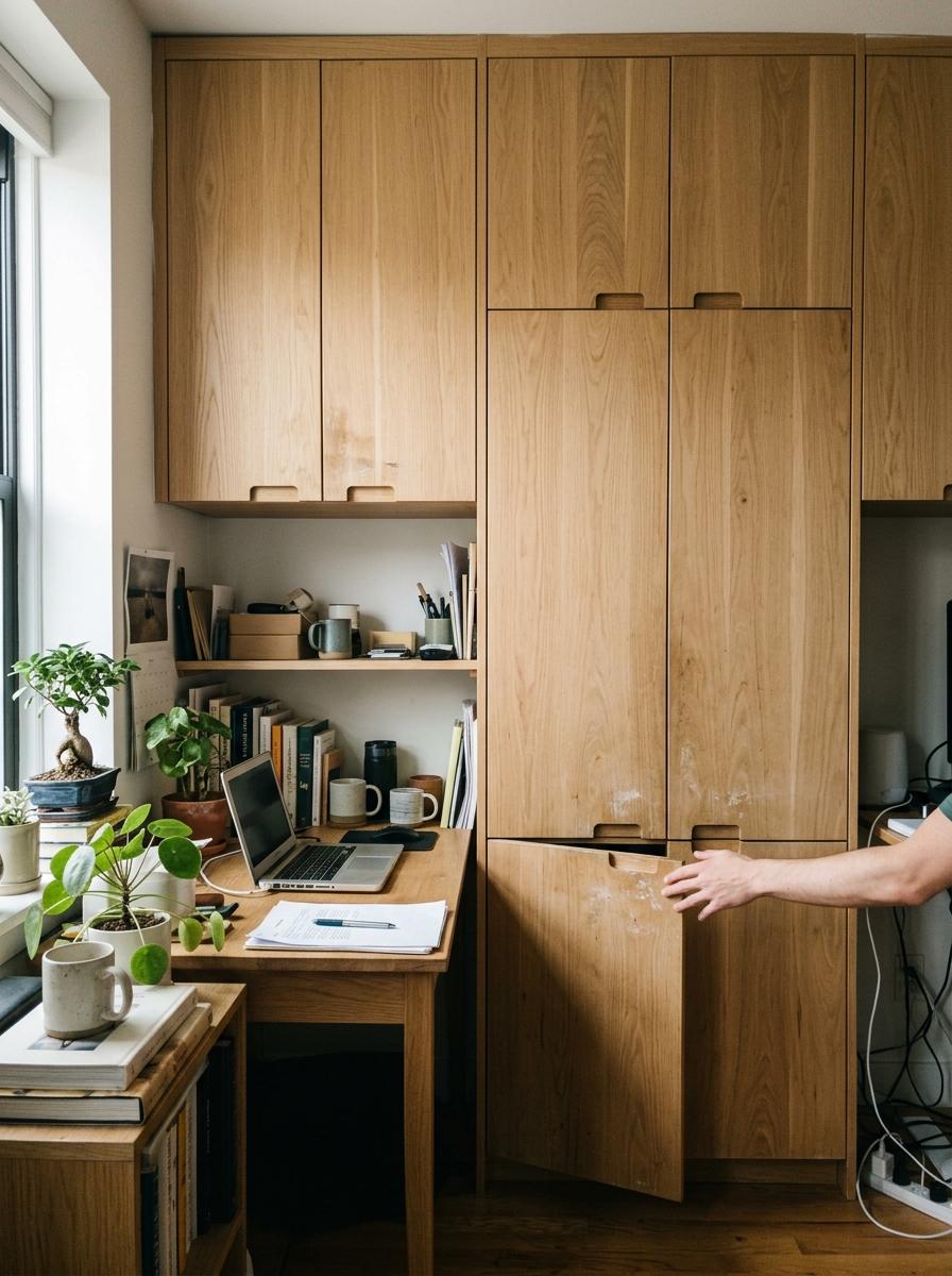 Strategic Cabinetry Ideas For A Small Japandi Workroom
