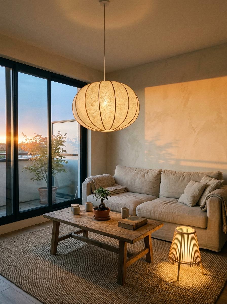 Strategic Lighting Ideas To Enhance Your Peaceful Japandi Living Room