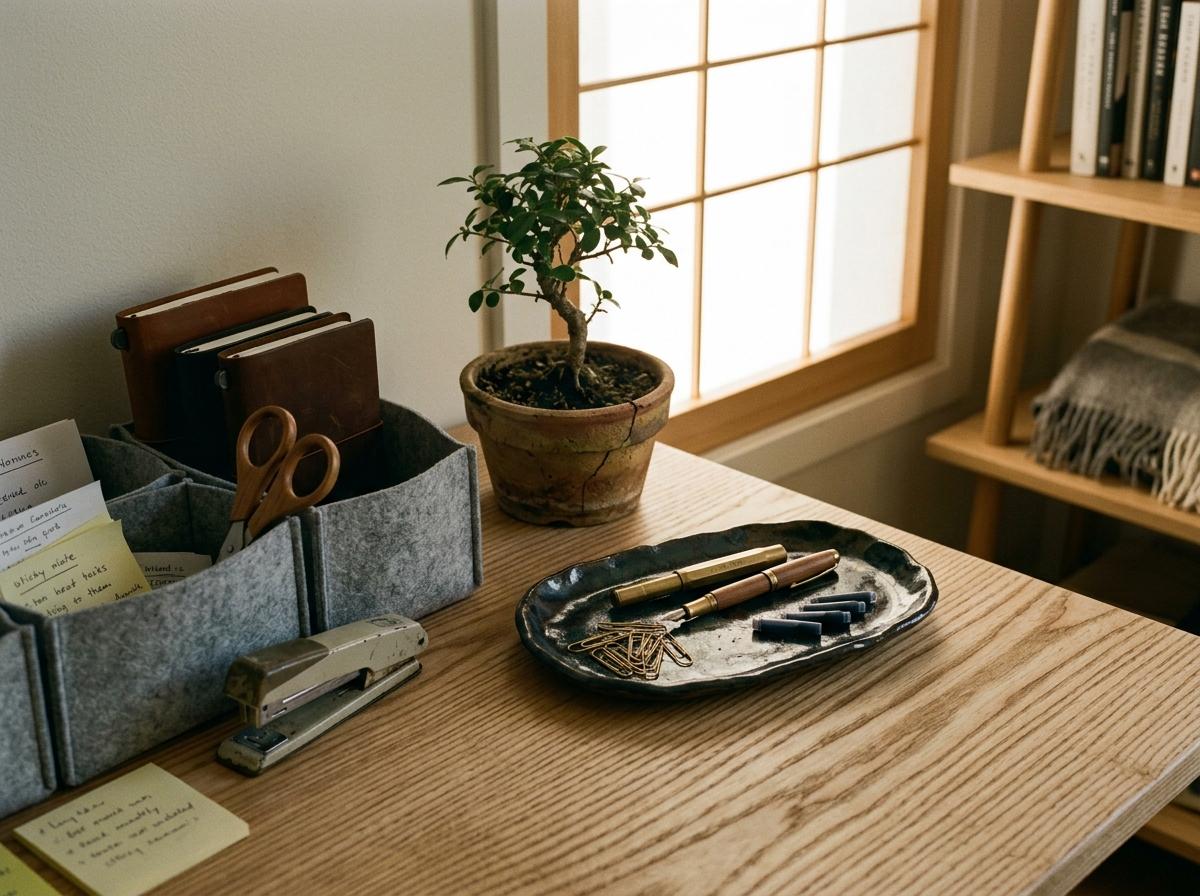 Stylish Organization Solutions For A Japandi Home Office