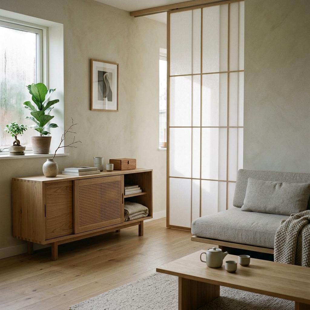 Stylish Storage Solutions For A Clutterless Japandi Living Room