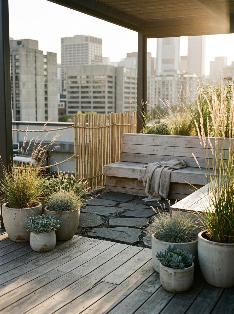 Subtle Elegance In A Modern Japandi Rooftop Garden