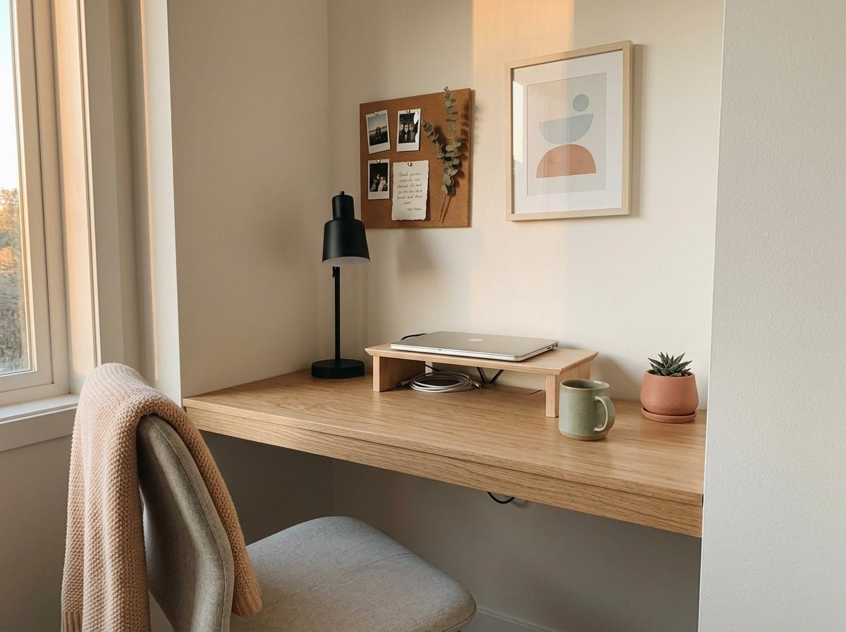 Subtle Pastel Accents In A Contemporary Japandi Office
