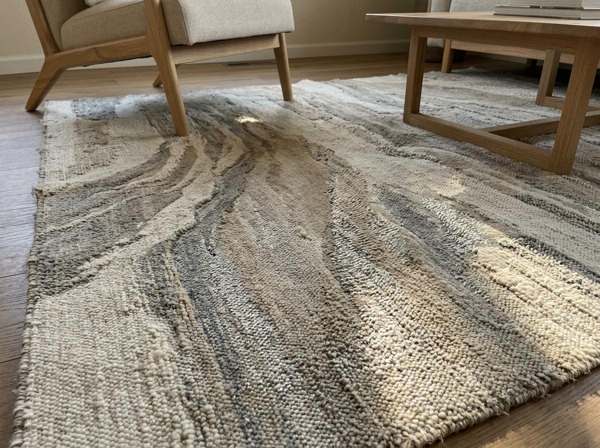 Subtle Patterns Found In A Unique Japandi Living Room Rug