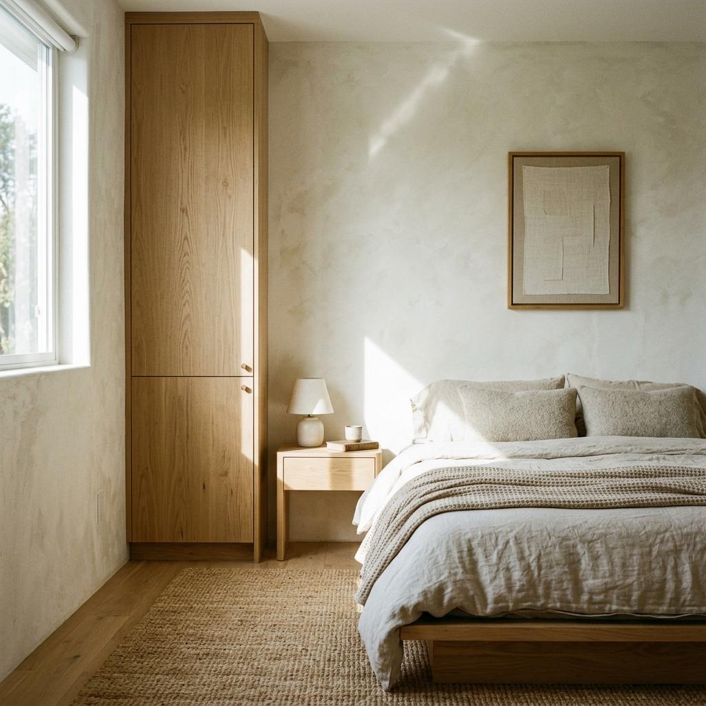 Subtle Textures Define This Modern Japandi Guest Bedroom