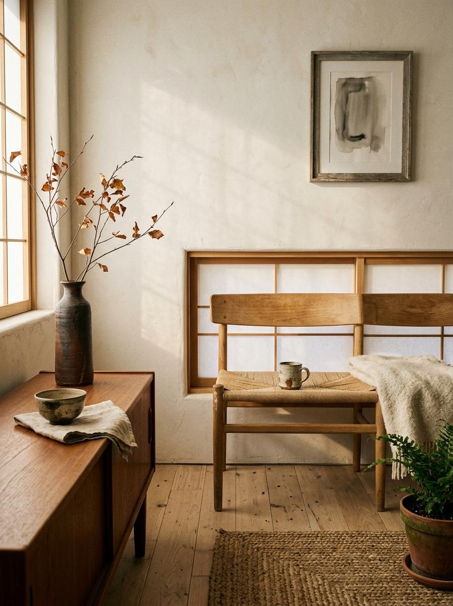 Subtle Vintage Details In A Minimalist Japandi Setting