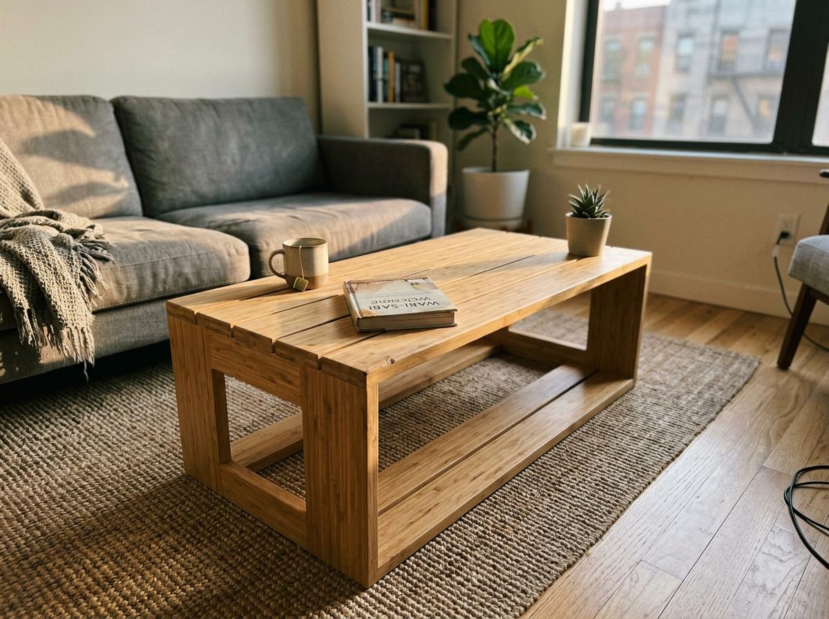 Sustainable Bamboo Japandi Coffee Table For Quiet Apartment Living