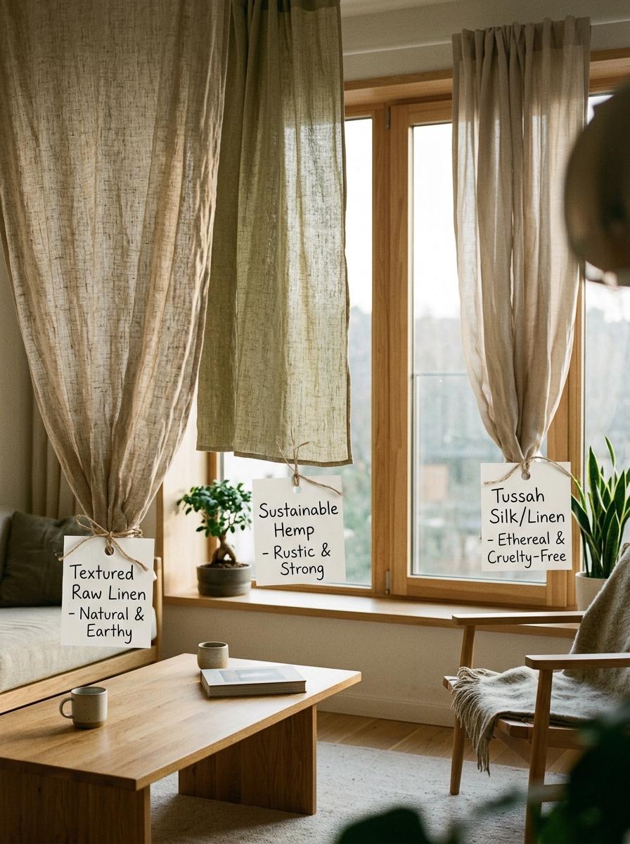 Sustainable Fiber Choices For Japandi Living Room Curtains