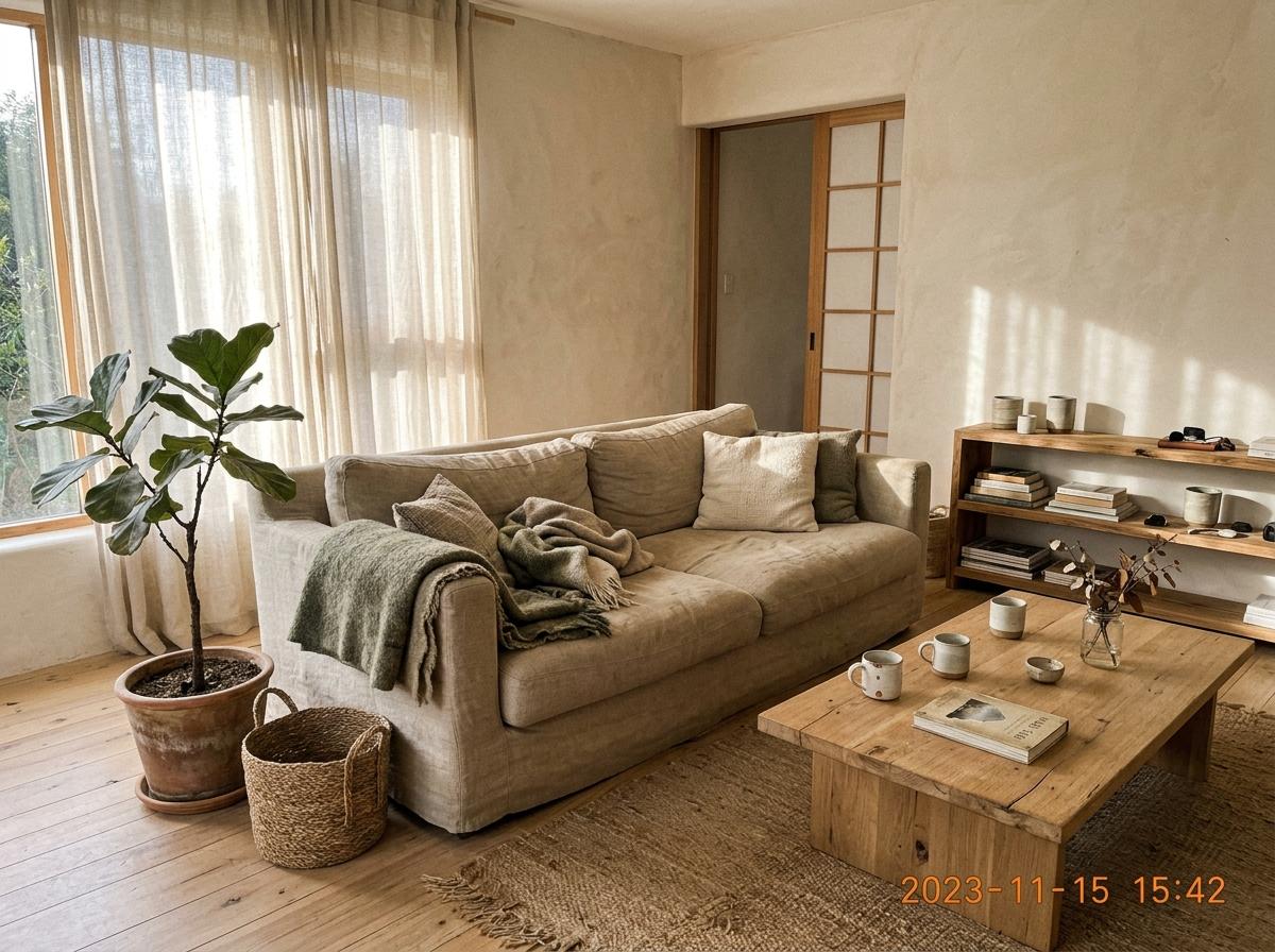 Sustainable Living Within A Natural Japandi Living Room