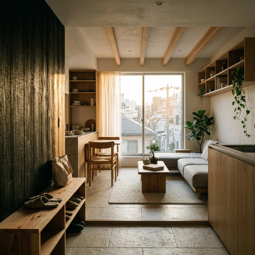 Sustainable Living Within A Small Japandi Urban Flat