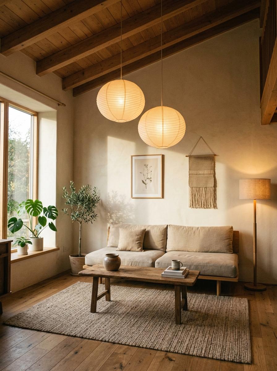 Sustainable Materials Define Your Japandi Living Room Lighting