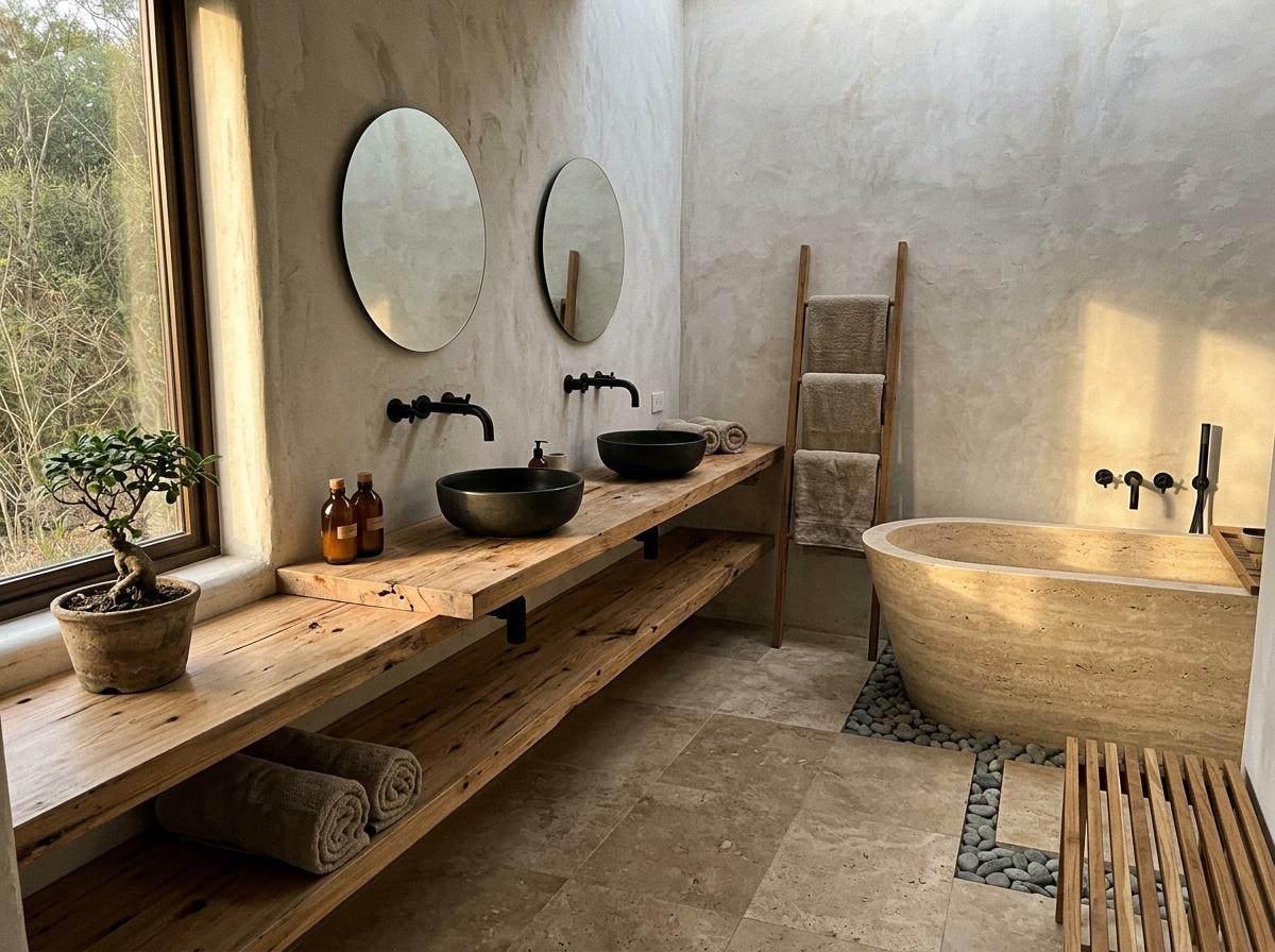 Sustainable Materials Enhance This Elegant Japandi Master Bathroom