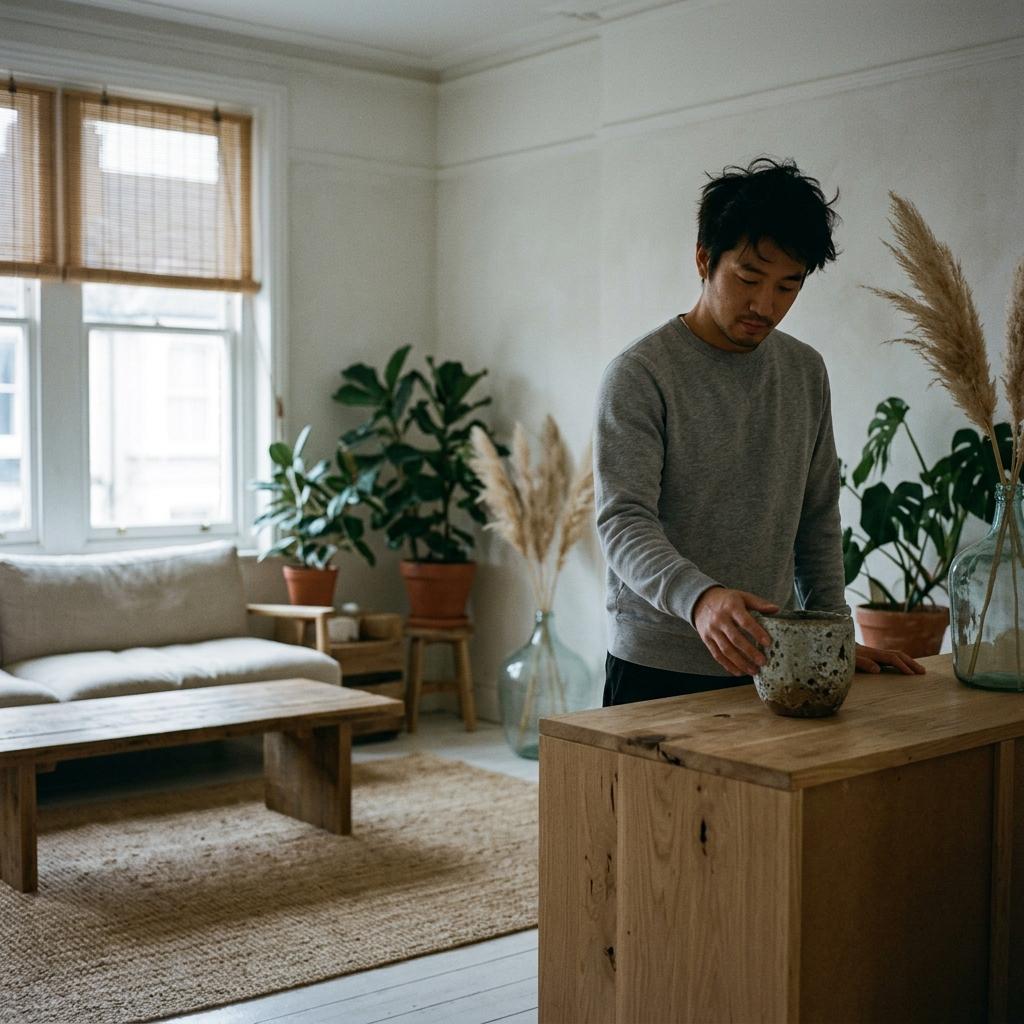 Sustainable Materials Found Inside This Japandi Living Room