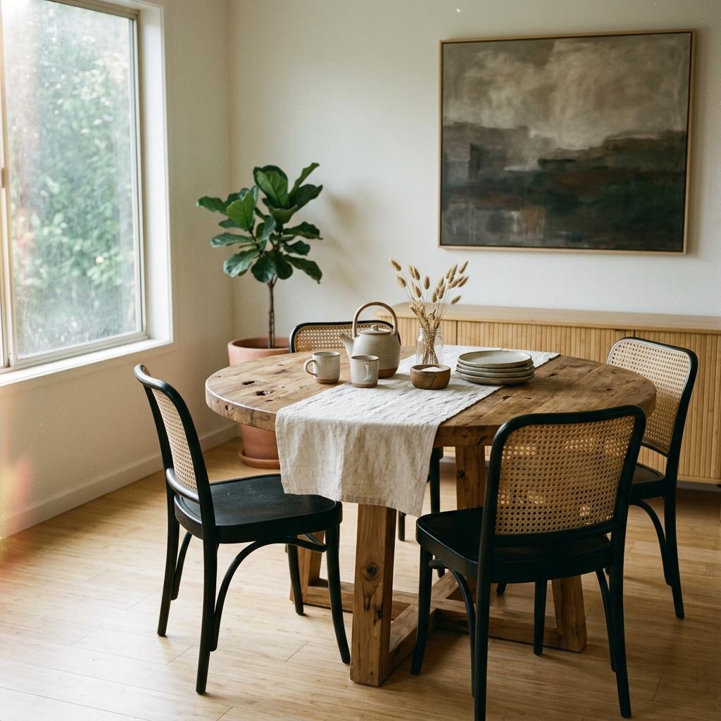 Sustainable Materials In A Stylish Japandi Dining Room