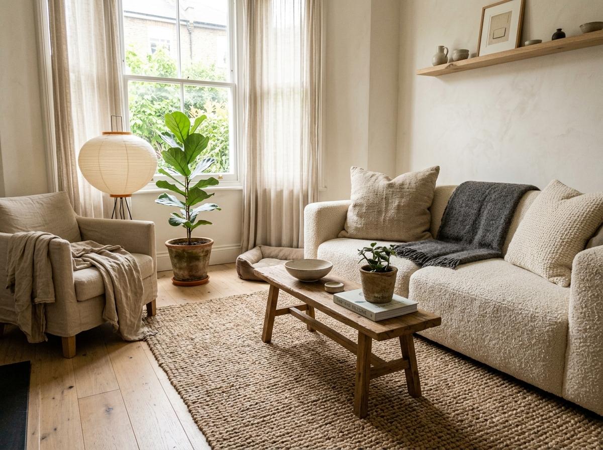 Tactile Fabrics Create Depth In A Modern Japandi Living Room