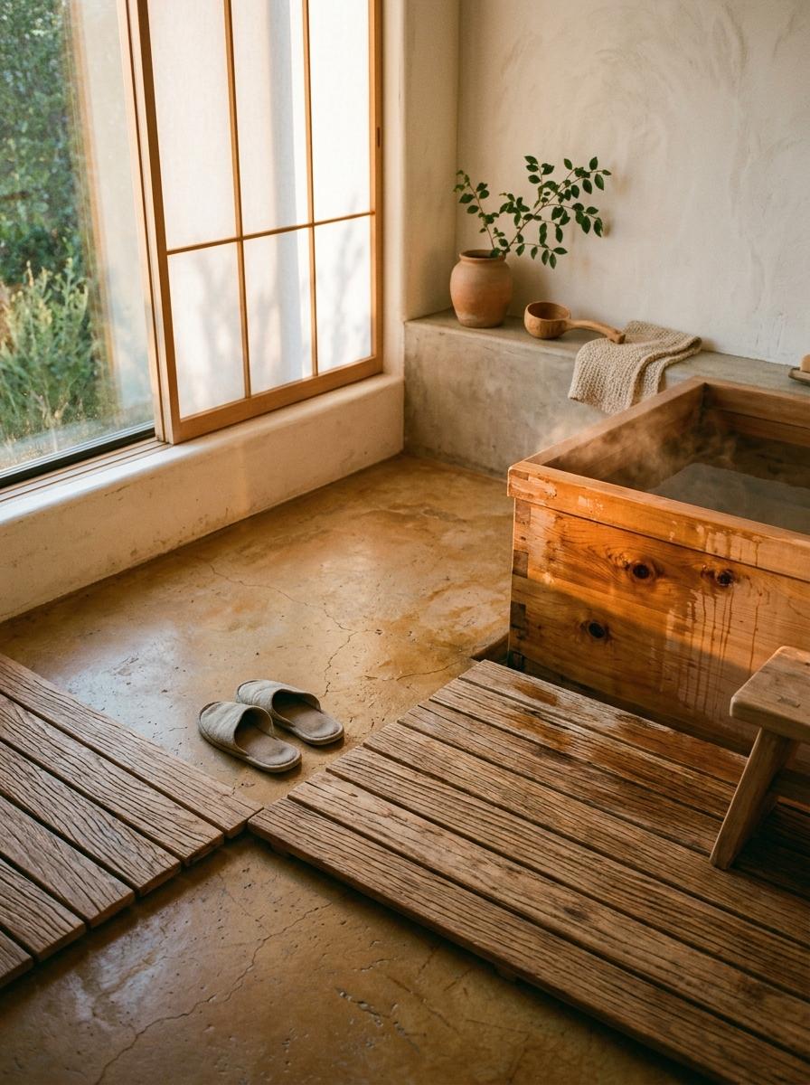 Tactile Material Choices In Japandi Bathroom Interior Design