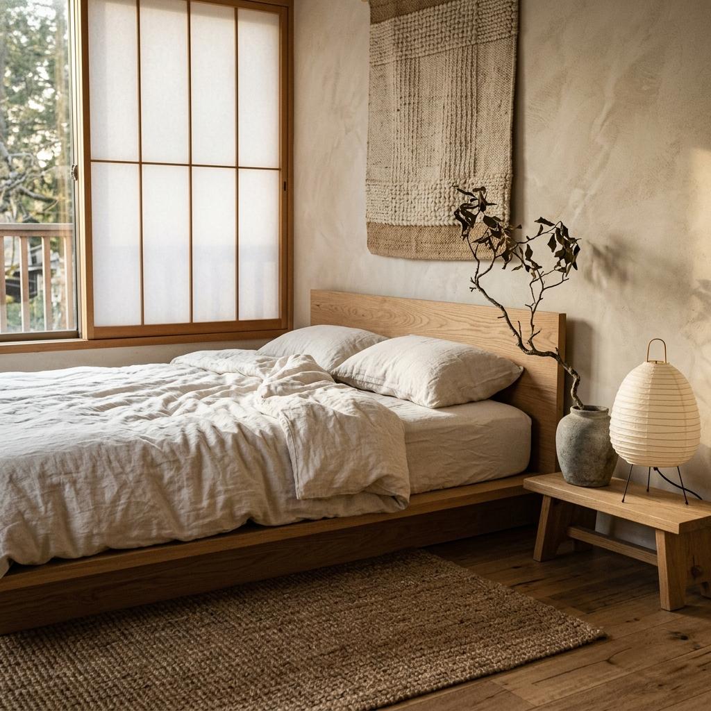 Textural Details In A Zen Minimalist Japandi Bedroom