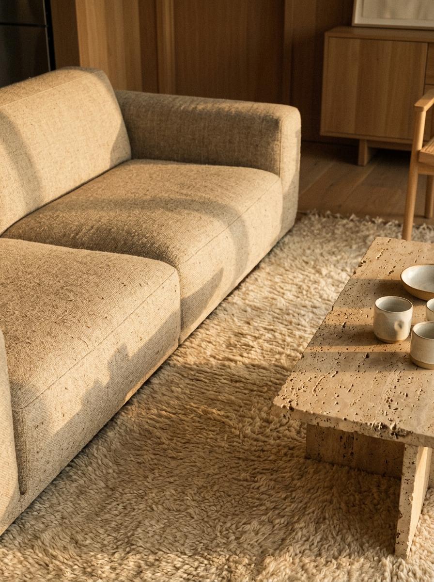 Textural Layers For A Comforting Japandi Living Room Concept