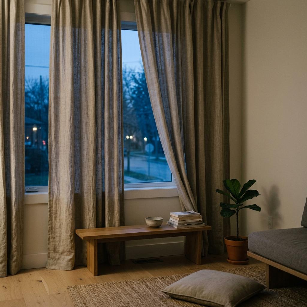 Texture And Light: Japandi Living Room Curtains For Modern Homes