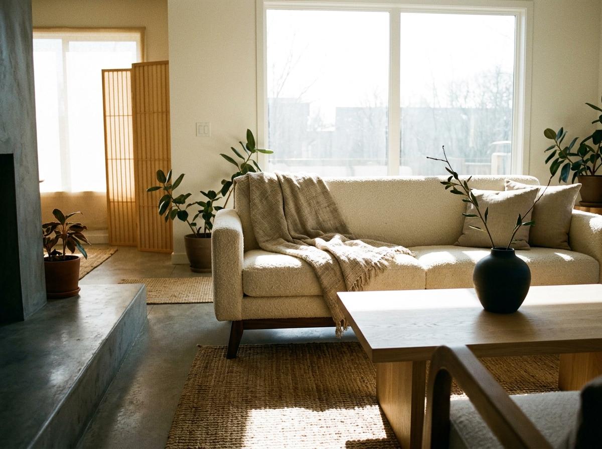The Art Of Balancing Colors In An Earth Tone Japandi Living Room