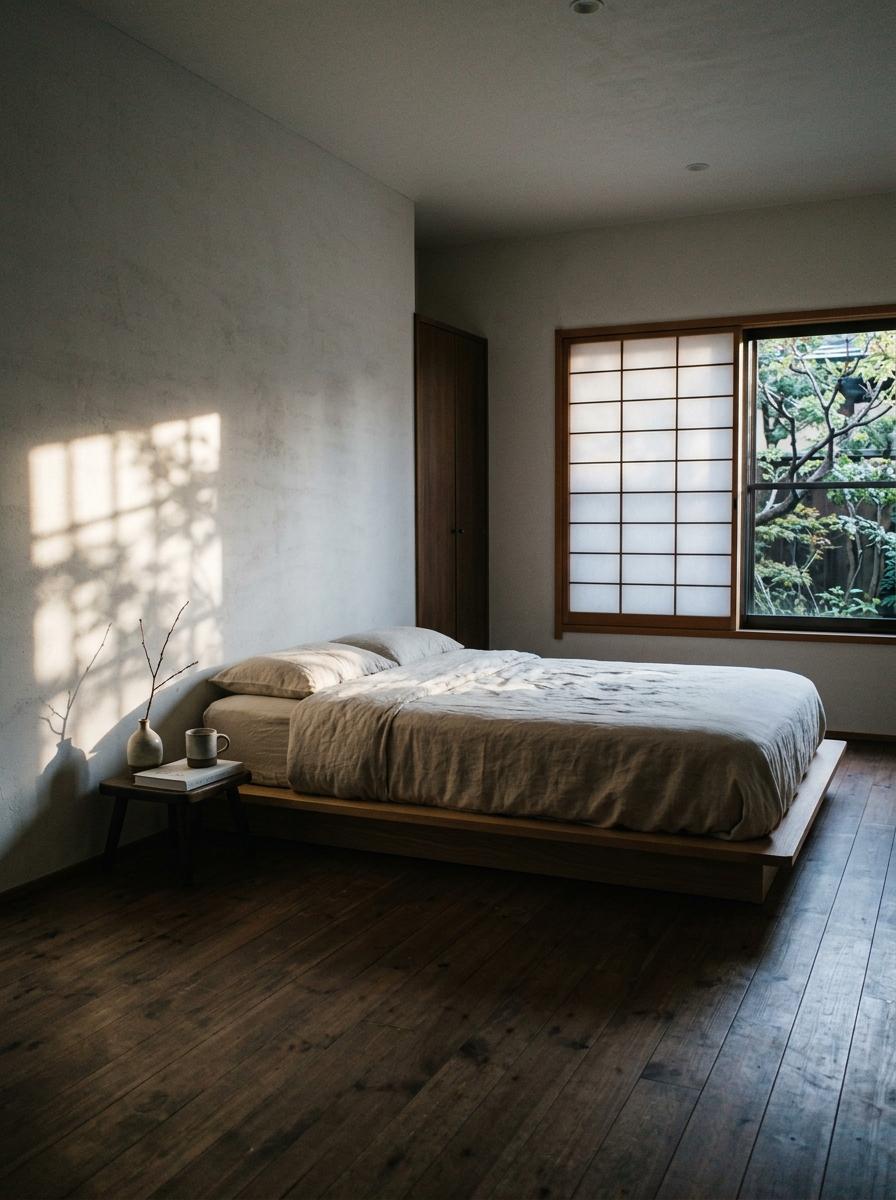 The Art Of Balancing Shadow And Light In A Japandi Bedroom