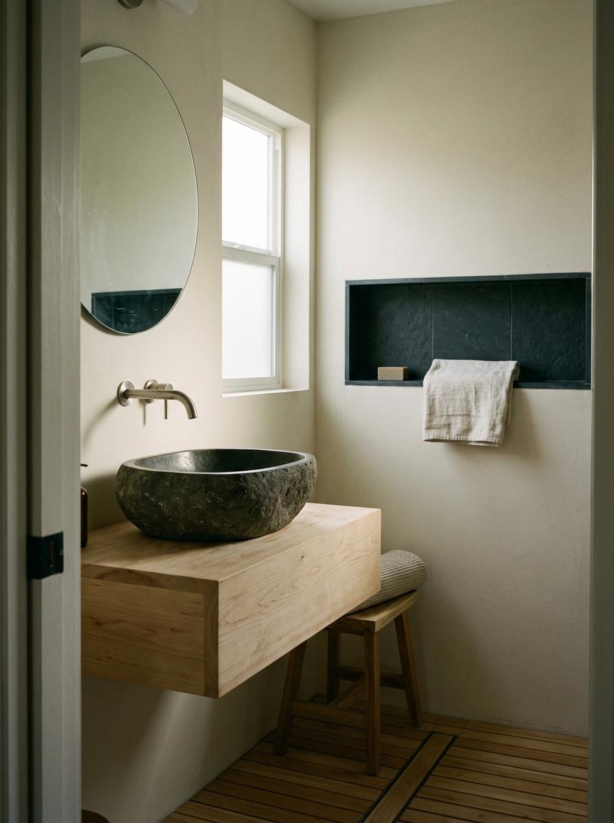 The Art Of Minimalism In A Small Japandi Bathroom