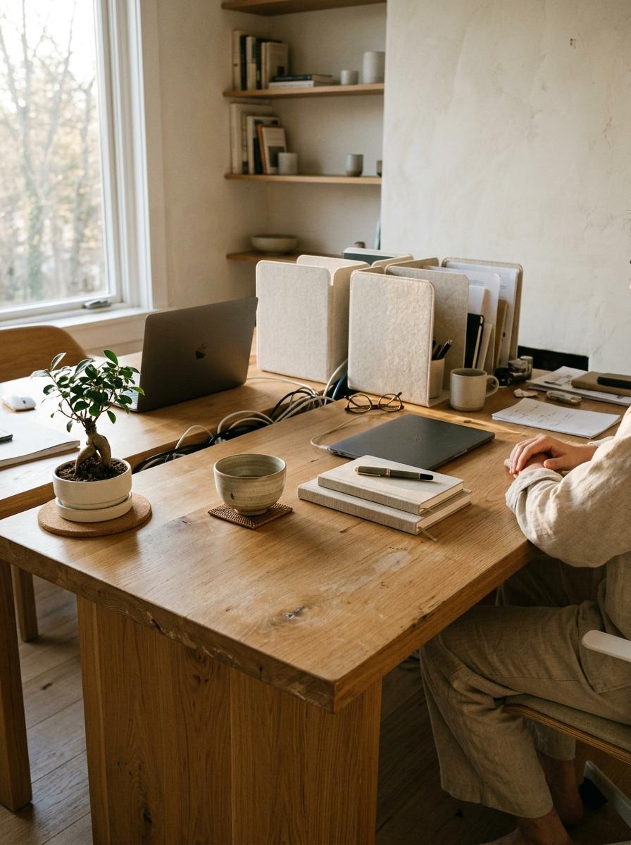 The Art Of Organizing A Productive Japandi Office Space