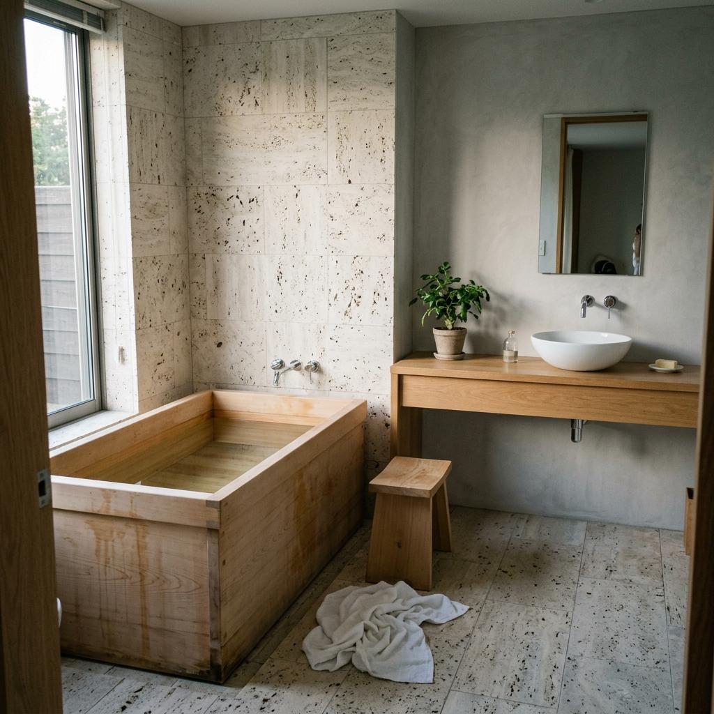 The Beauty Of A Neutral Toned Modern Japandi Bathroom