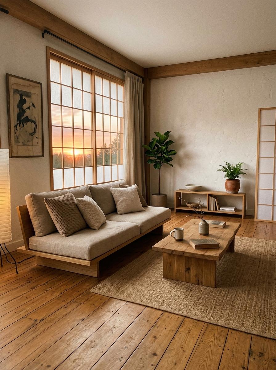 The Beauty Of An Earth Tone Japandi Living Room Layout