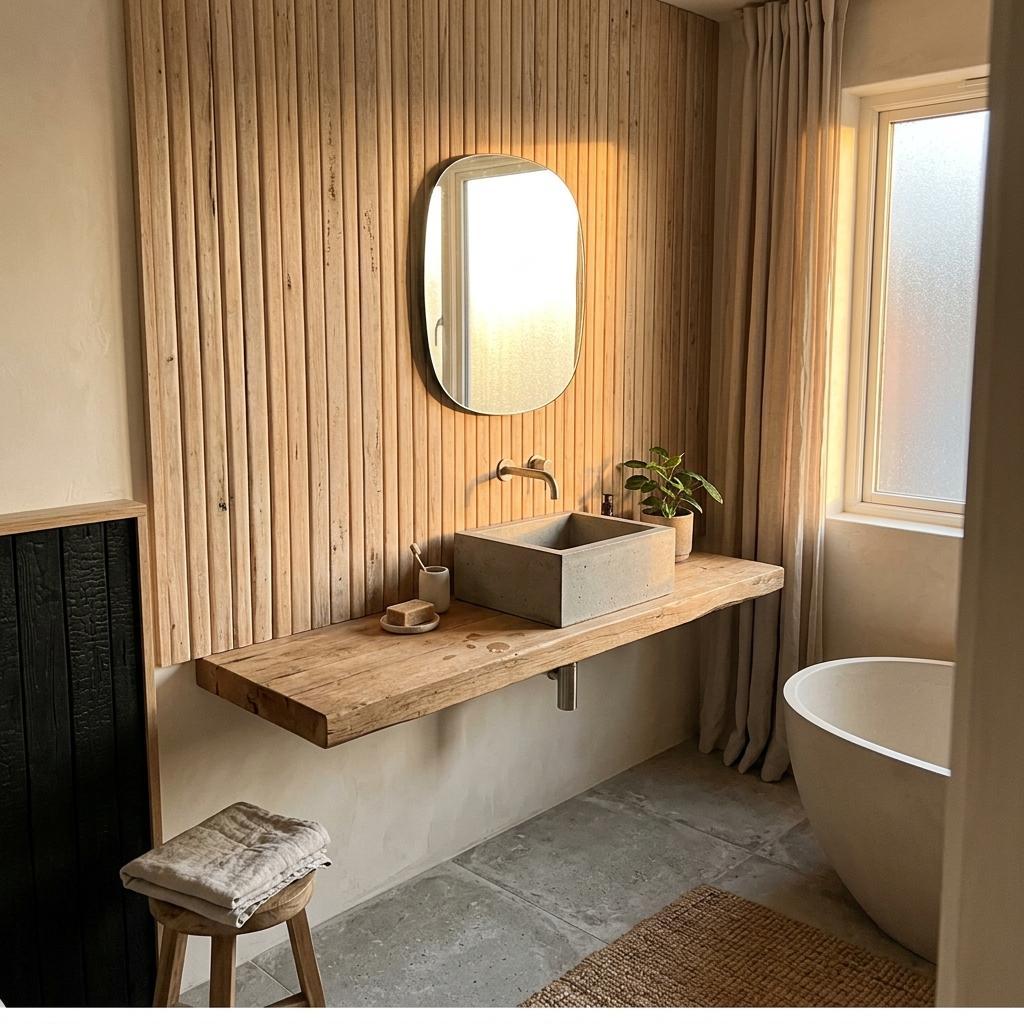 The Beauty Of Natural Wood In A Japandi Bathroom