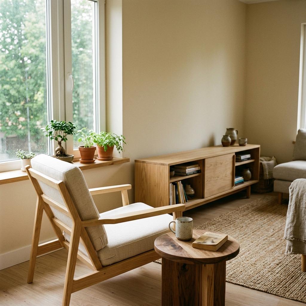 The Beauty Of Natural Wood In Japandi Living Room Furniture