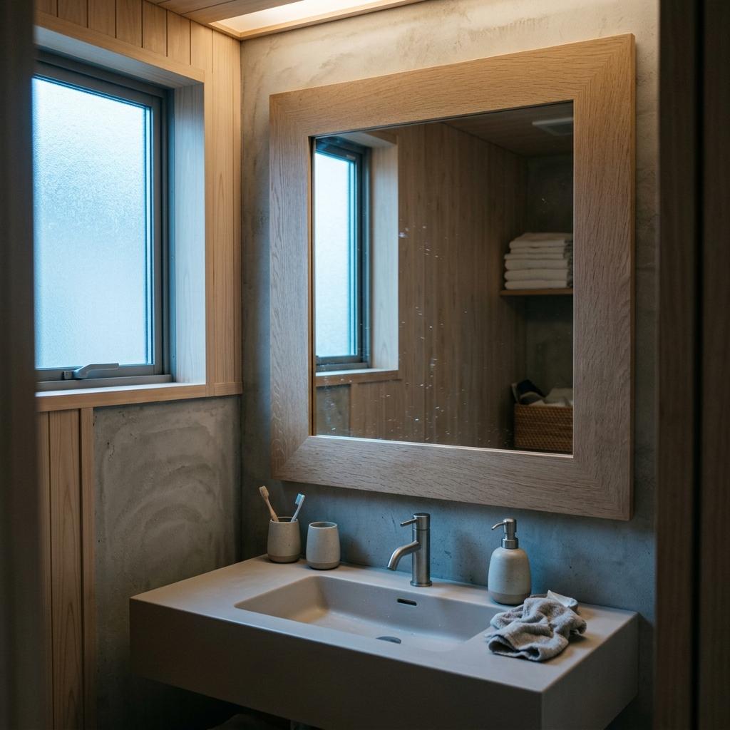 The Centerpiece Of This Home Is A Japandi Bathroom Mirror
